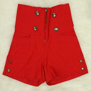 Pin-up Style Red High Waisted Shorts